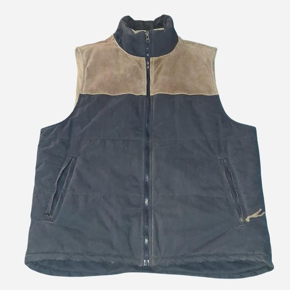 Gap Men's Navy and Tan Gilet
